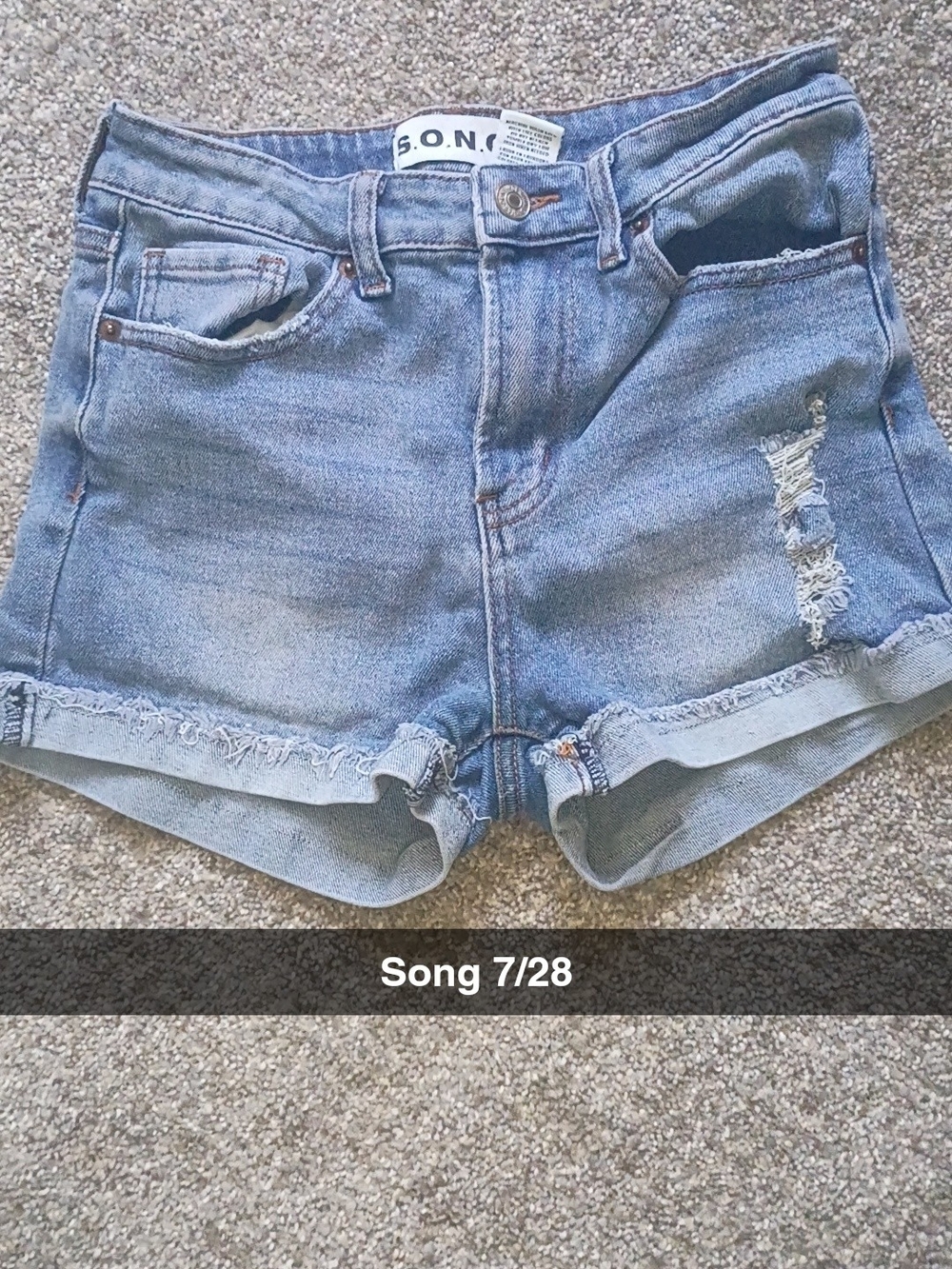 S.O.N.G. Distressed Rolled Cuff Denim Shorts Size 7/28 Blue